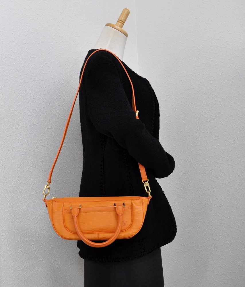 Louis+Vuitton+Dhanura+Shoulder+Bag+GM+Orange+Epi+Leather for sale online