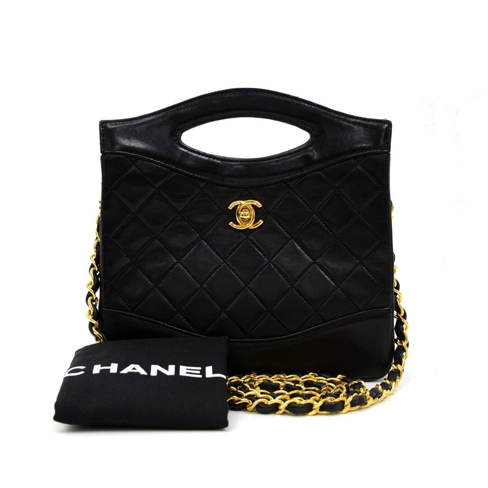 Chanel Vintage Chanel Black Quilted 2 Way Shoulder Hand Bag