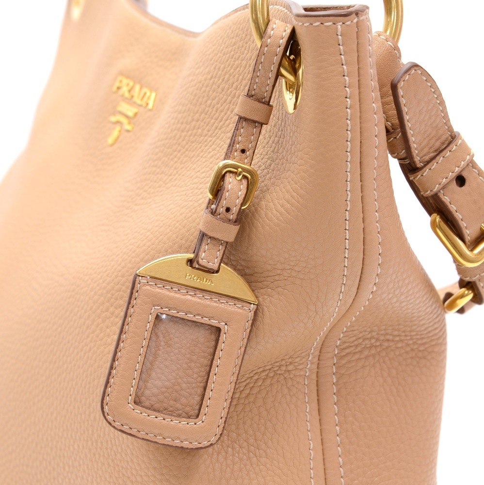 Prada Handbag Tote Bag BN1010 Mustard Beige MIELE Leather Women s PRADA  Used