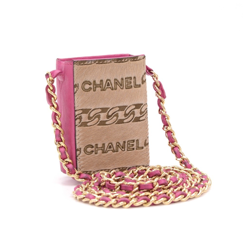 Chanel Chanel Gold Leather Cigarette Case Shoulder Chain CC