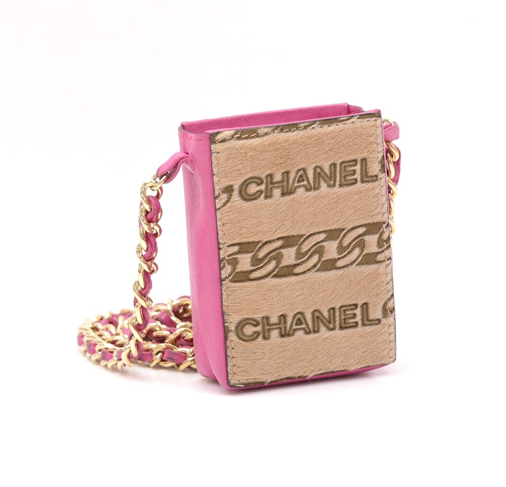 Chanel Chanel Pink Leather Cigarette Case Shoulder Chain