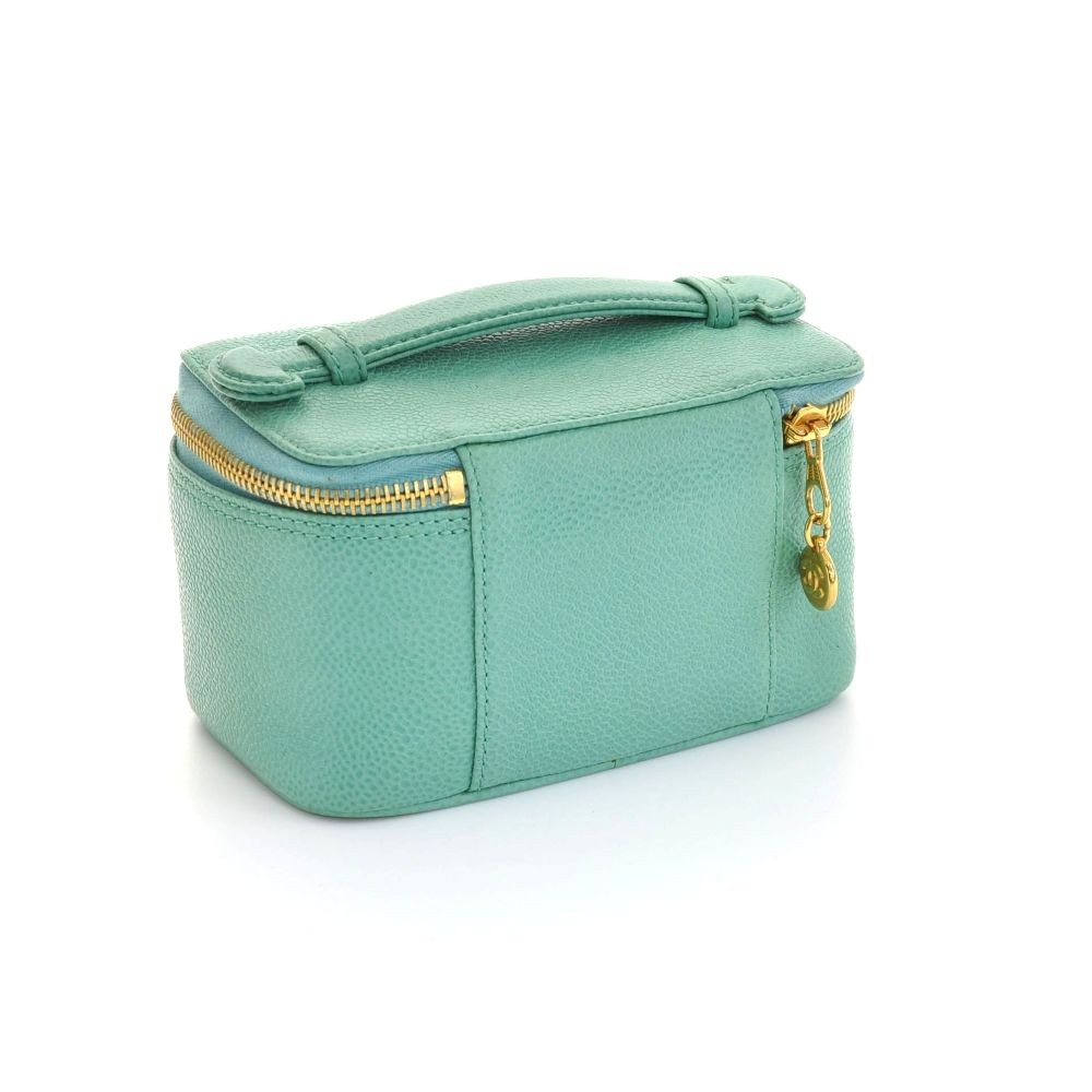Pre-owned Chanel Leather Vanity Case In Green