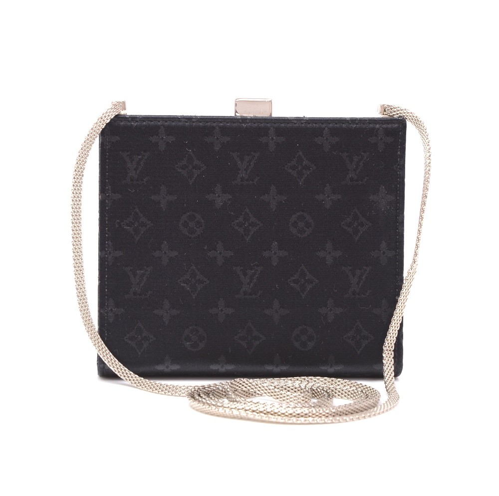 Louis Vuitton Silver Satin Monogram Crossbody Clutch Bag