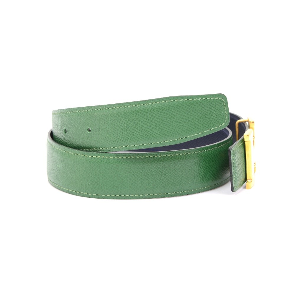 H leather belt Hermès Green size 85 cm in Leather - 34262743