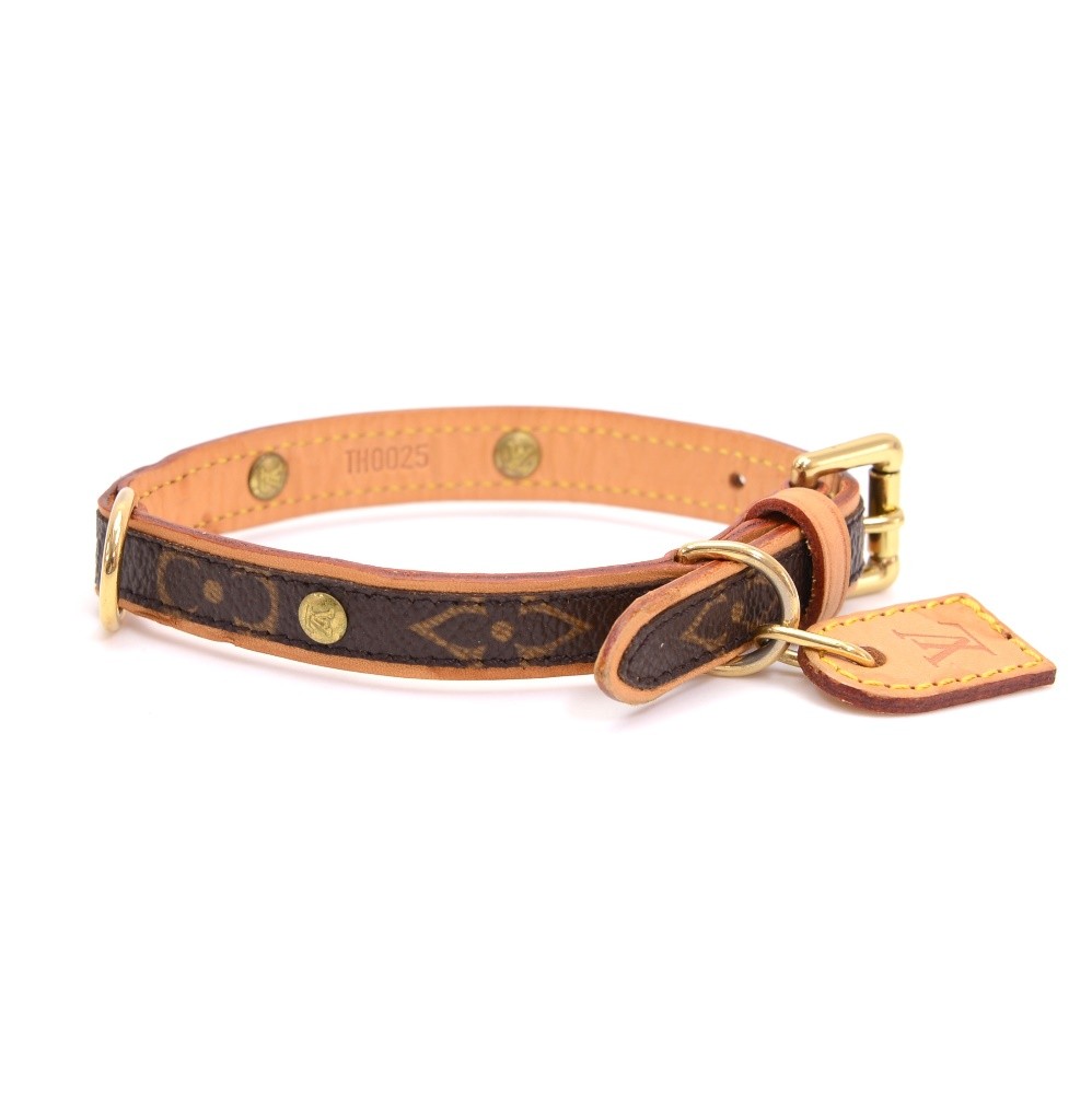 Louis Vuitton Baxter PM Dog Collar Gold Ring & MM Dog Leash Set CV2129  SL0050