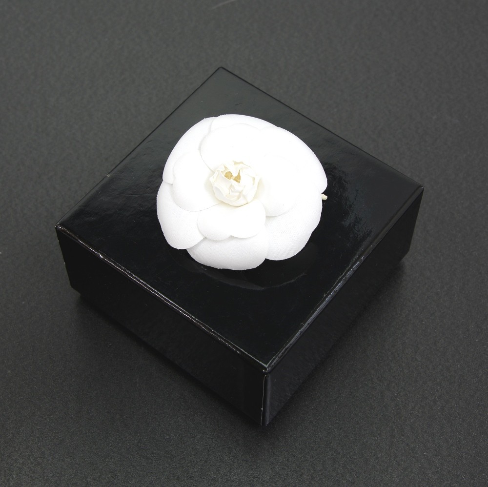 CHANEL Vintage Camellia Brooch Pin White Accessory Free Shipping