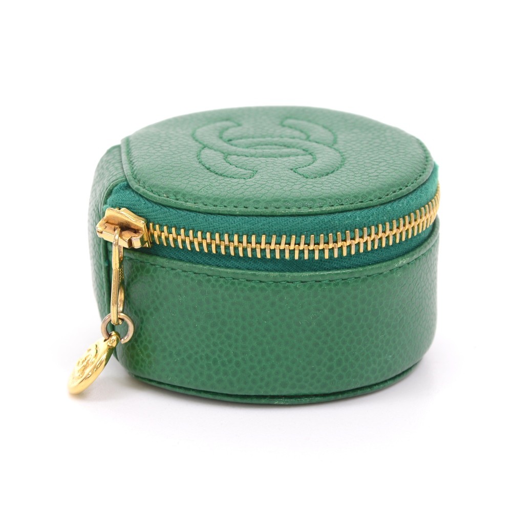 Chanel Chanel Green Caviar Leather Mini Jewelry Case Pouch