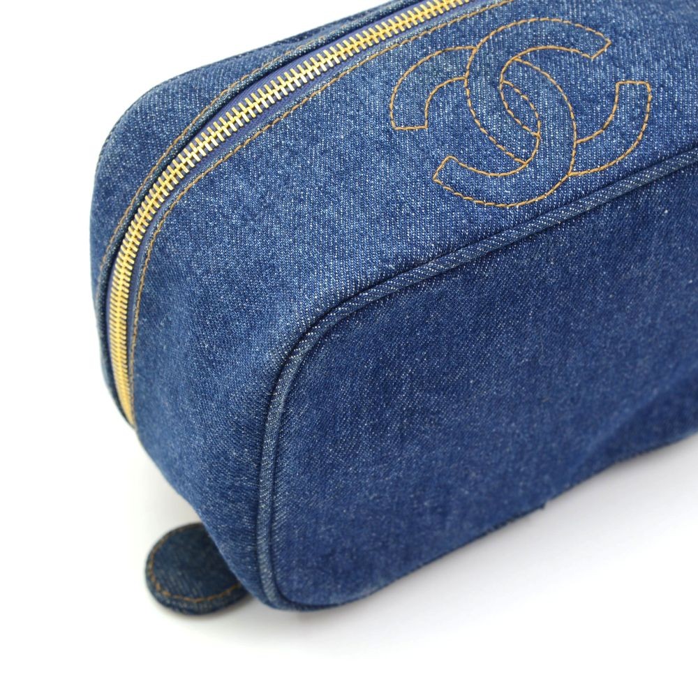 Chanel Chanel Blue Denim Vanity Case Cosmetic Bag