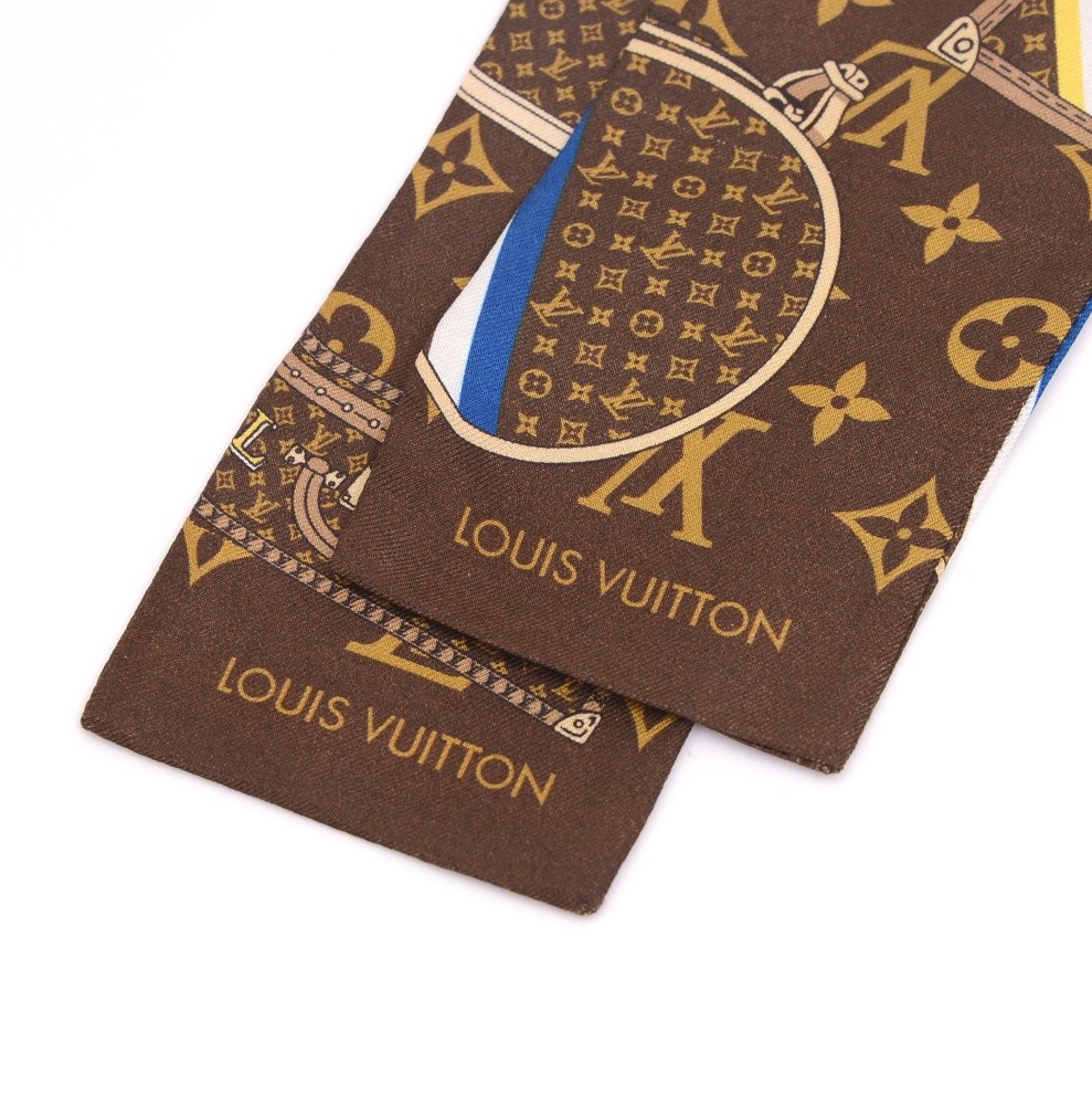 Louis Vuitton Louis Vuitton Brown Monogram Motif Solk Thin Scarf