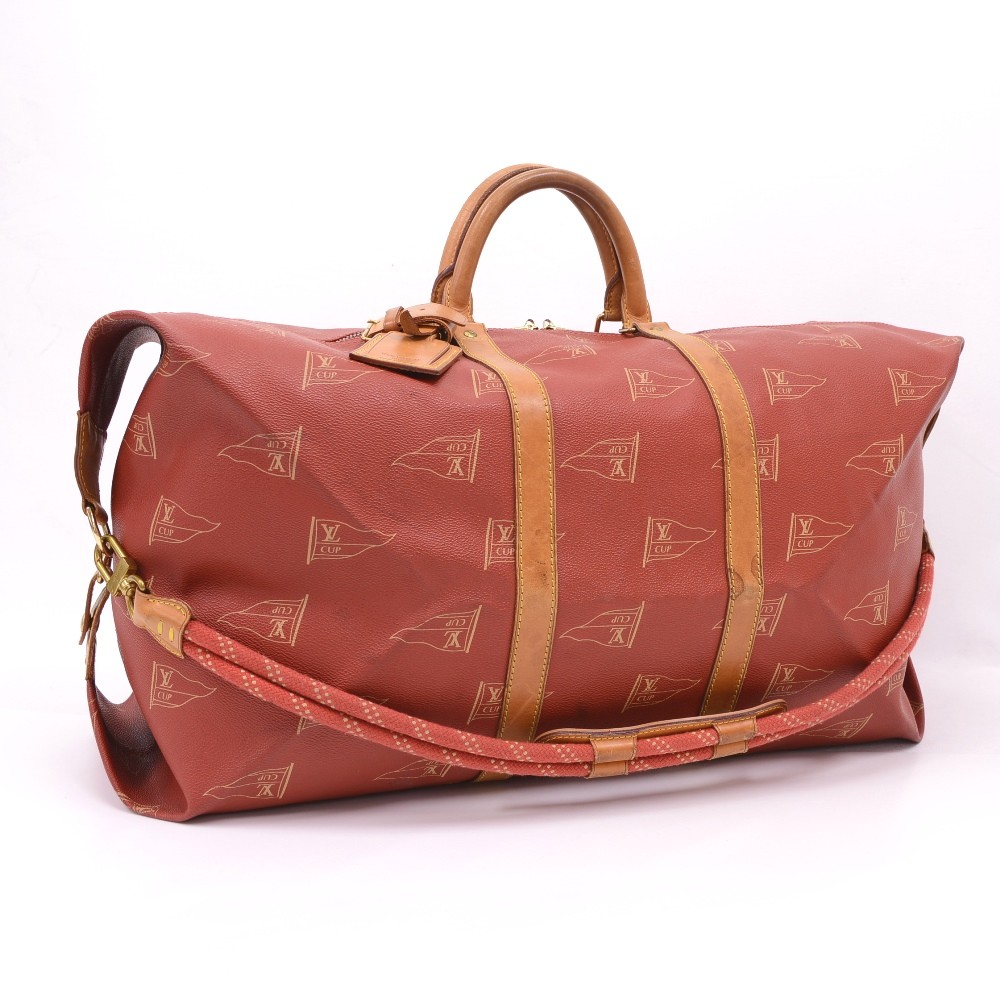 Authentic Louis Vuitton Red Canvas Limited Edition Cup Abogani Boston  Duffle Bag