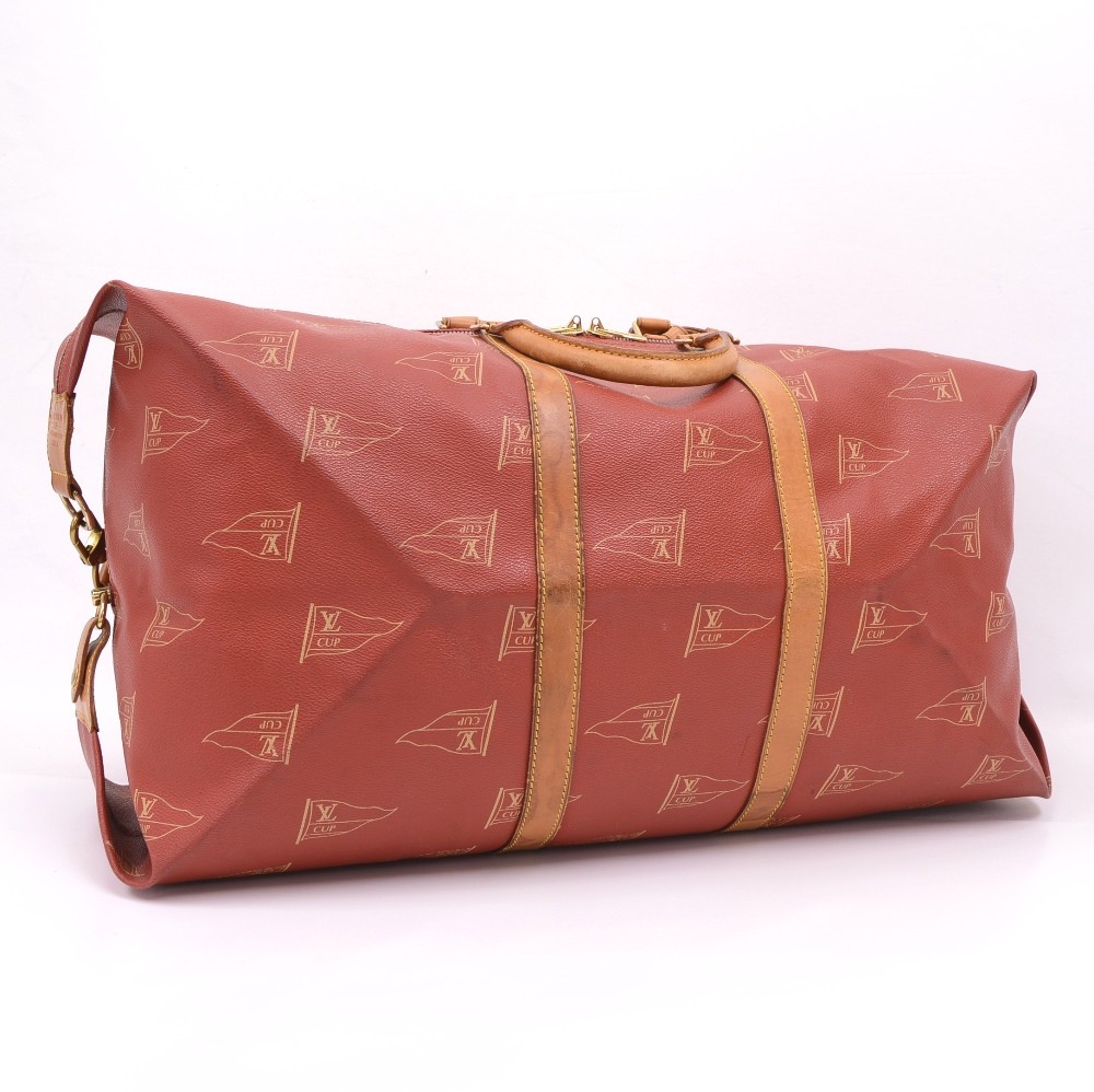 Authentic Louis Vuitton Red Canvas Limited Edition Cup Abogani Boston  Duffle Bag
