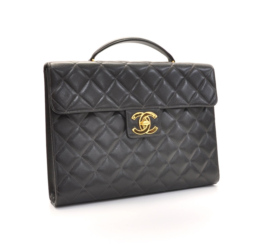 CHANEL, Bags, Chanel Black Caviar Leather Attache Briefcase Busi