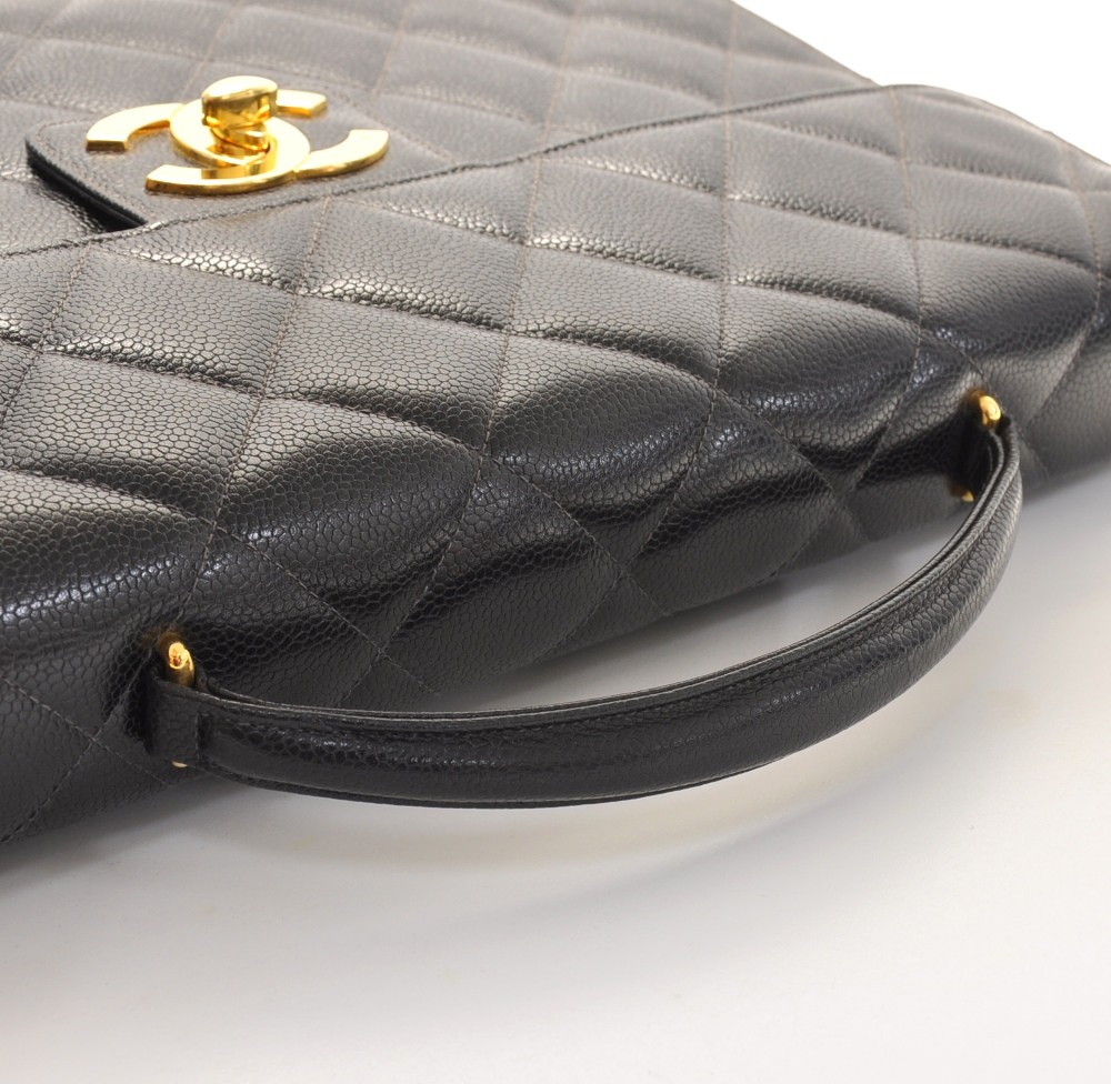 Chanel Chanel Black Caviar Quilted Leather Document Brief Case Bag