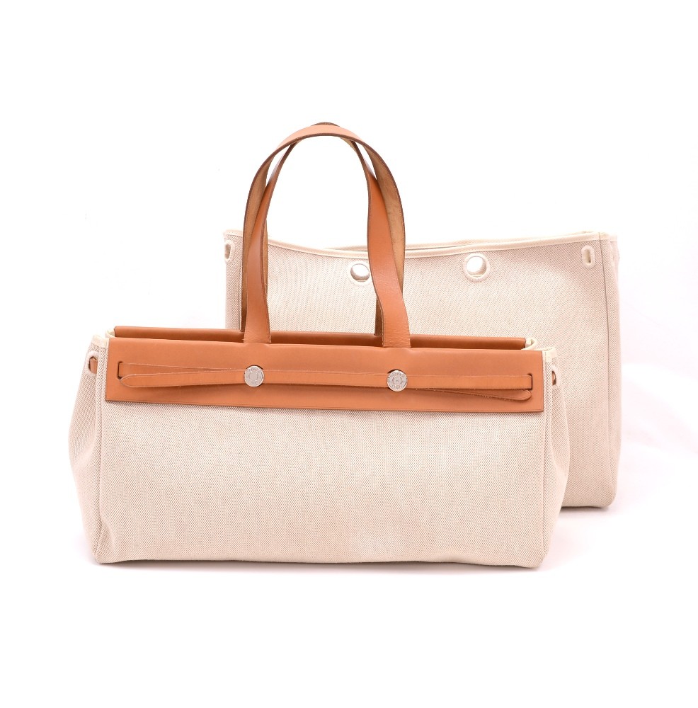 Authentic Hermes Beige Solid Leather Bag on sale at JHROP. Luxury