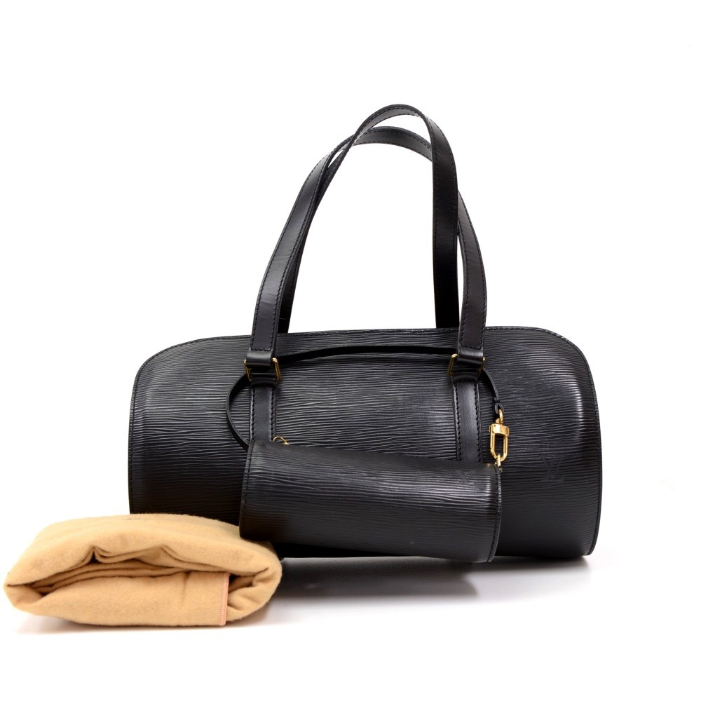 Louis Vuitton Black Epi Leather Soufflot Handbag With Mini Bag