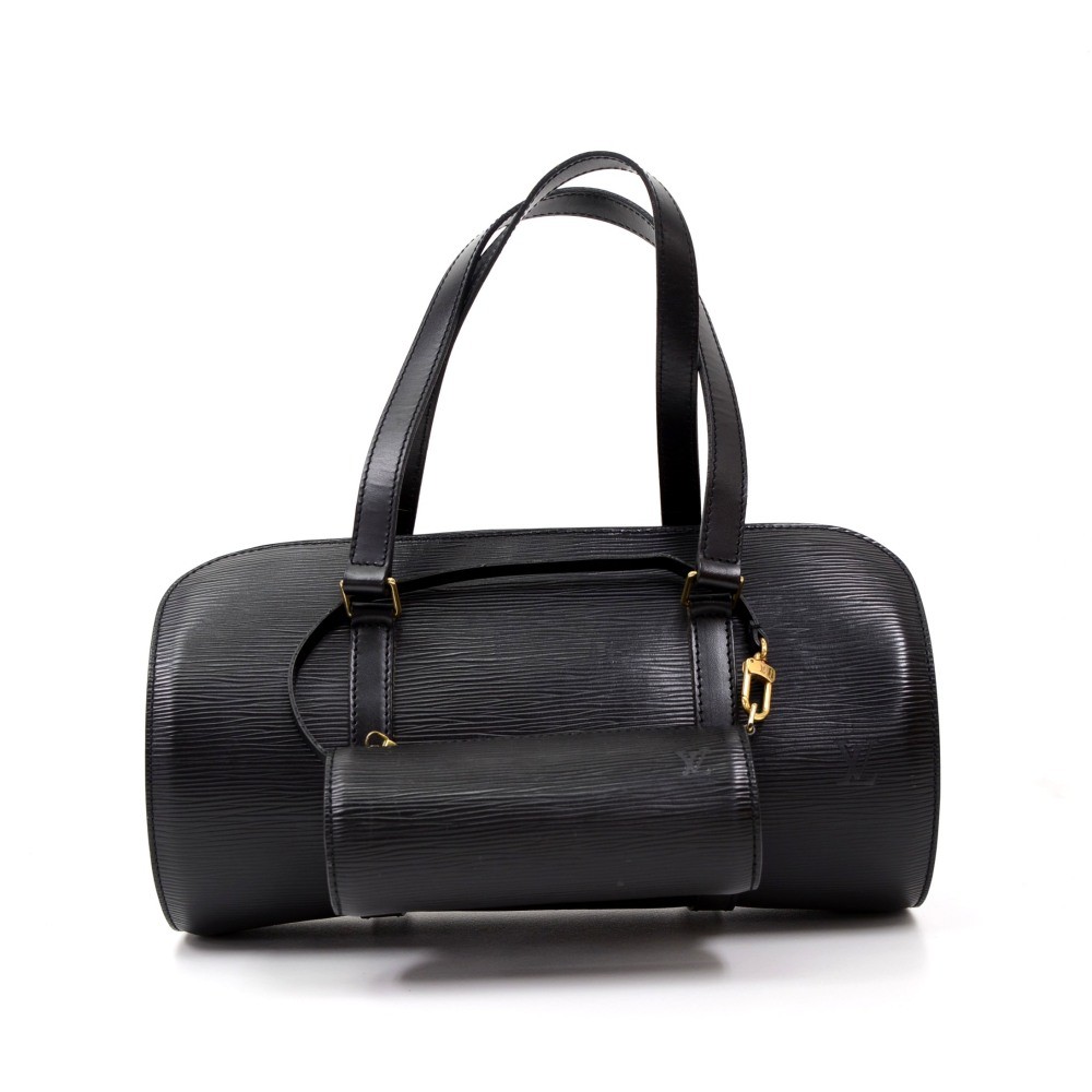 Louis Vuitton Black Epi Leather Soufflot with Pouch Bag Louis