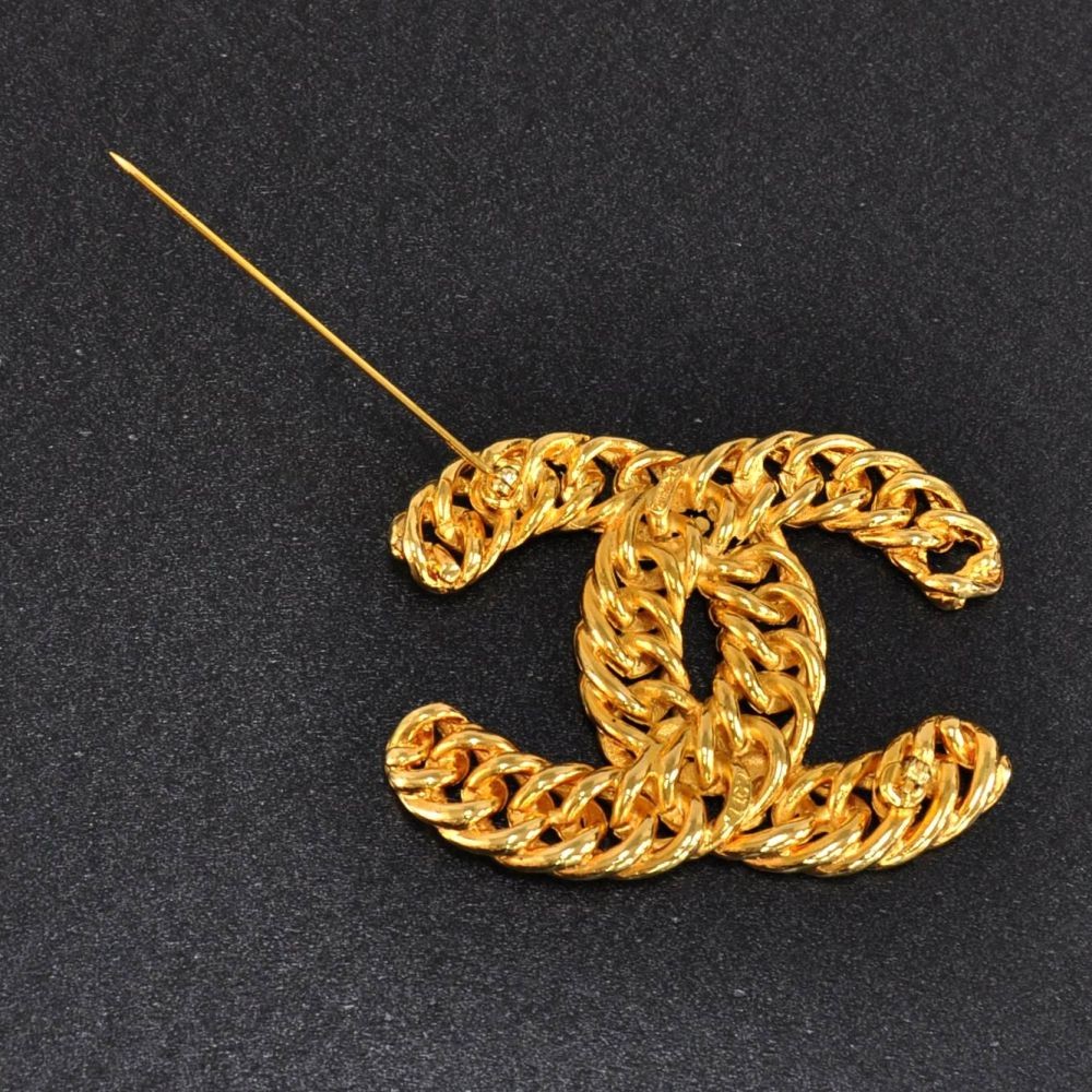 Chanel Vintage Cc Logos Brooch Pin Gold-tone Corsage 94p Auction