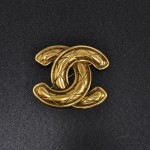 Vintage Chanel Gold Tone CC Logo Large Pin Brooch