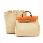 Hermes Herbag Ado 2 in 1 Beige Canvas Brown Leather Backpack Bag