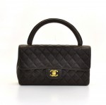 Vintage Chanel 10" Brown Quilted Leather Flap Hand Bag