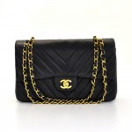 Chanel 2.55 10" Double Flap Navy V-Quilted Leather Shoulder Bag Personal Use