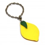 Hermes Yellow Leather Lemon Motif Key Chain