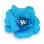 Chanel Blue Camellia Pin Brooch