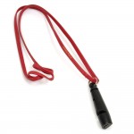 Hermes Wood Whistle Pendant Red Leather String Necklace
