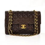 Vintage Chanel 2.55 9" Double Flap Chocolate Brown Quilted Leather Shoulder Bag