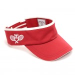 Chanel Red Cotton White Lambskin Leather Piping Sport Tennis Visor