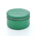 Chanel Green Caviar Leather Jewelry Case Pouch