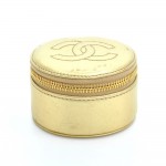 Vintage Chanel Gold Leather Mini Jewelry Case Pouch