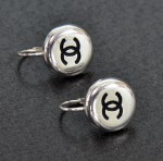 Chanel Silver Tone Round Earrings CC SS656