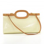Louis Vuitton Roxbury Drive White Vernis Leather Hand Bag + Strap