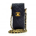 Vintage Chanel Navy Quilted Lambskin Leather Shoulder Case Bag