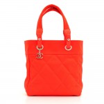 Chanel Paris and Biarritz PM Orange Canvas Tote Bag