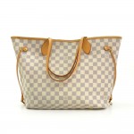 Louis Vuitton Neverfull MM White Damier Azur Canvas Tote Bag