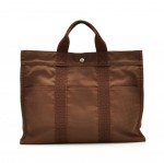 Hermes Fourre Tout MM Brown Cotton Tote Hand Bag
