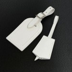 Louis Vuitton White Leather Name Tag + Keys Holder