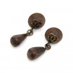 Chanel Wooden CC Logo Drop Earring