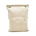 Hermes Aline Sellier Paris 34cm White Cotton Large Shoulder Tote Bag.