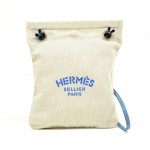Hermes Aline Sellier Paris 24cm White Cotton Small Shoulder Tote Bag.