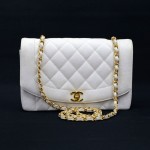Chanel 10" Classic White Quilted Caviar Leather Shoulder Flap Bag
