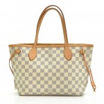 Louis Vuitton Neverfull PM White Damier Azur Canvas Tote Bag