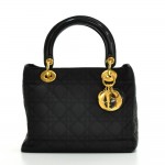 Christian Dior Lady Dior Black Quilted Fabric Hand Bag