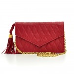 Vintage Chanel Red Quilted Leather Fringe Shoulder Mini Bag
