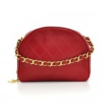 Vintage Chanel Red Quilted Leather Small Party Hand Bag