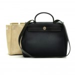 Hermes Herbag PM 2 in 1 Black Canvas x Leather Shoulder Bag