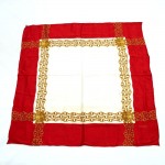 Chanel Red x White Silk Scarf