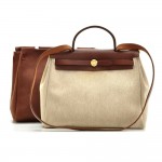 Hermes Herbag PM 2 in 1 Chocolate Brown Canvas Leather Shoulder Bag